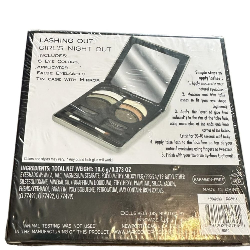 NEW Makeover‎ Essentials Lashing Out Eyeshadow Eyelash Girls Night Out Tin Case